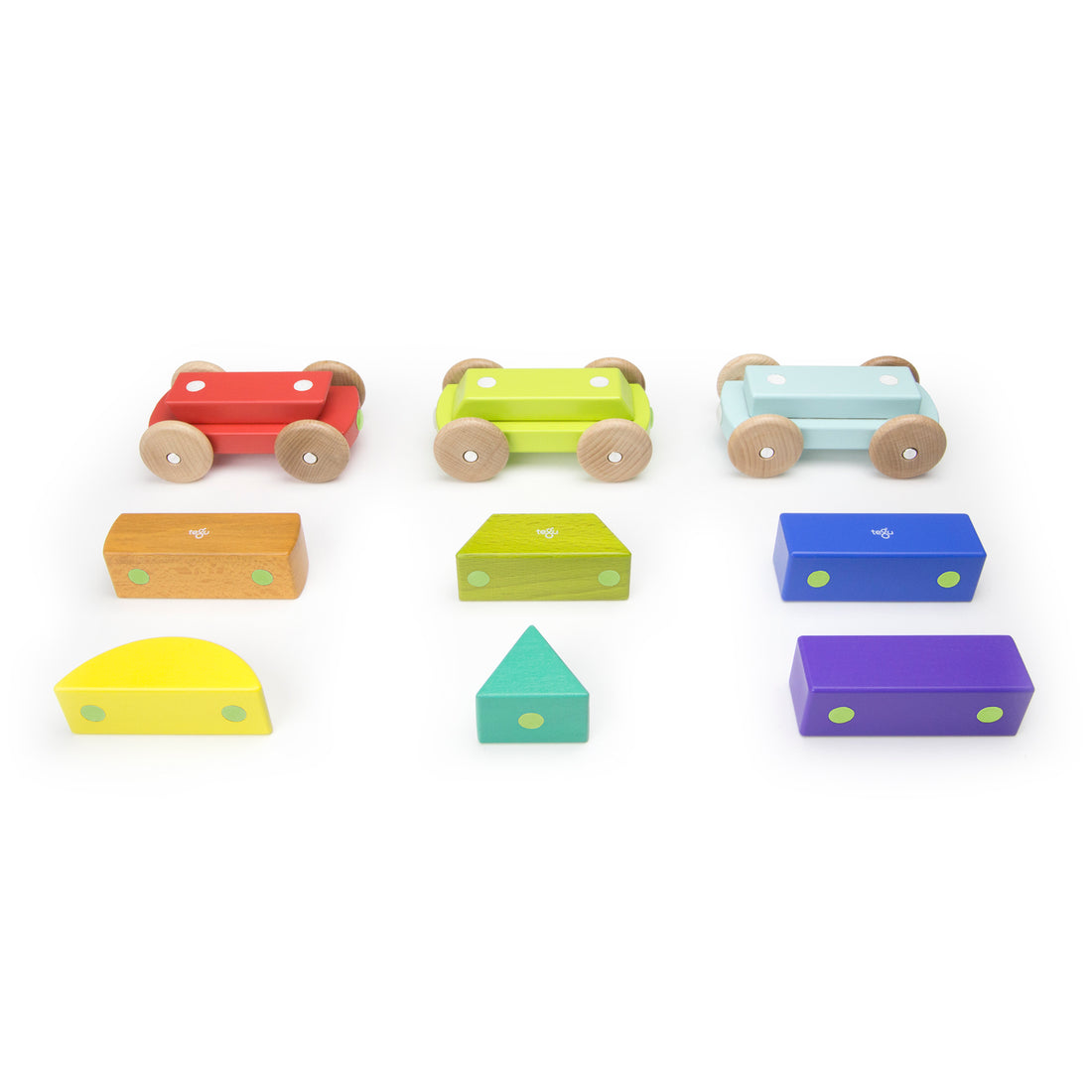 Tegu Shape Train Rainbow Magnetic Wooden Blocks