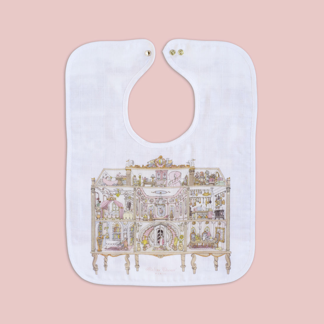 Atelier Choux Large Bib Dollhouse Gold Snaps