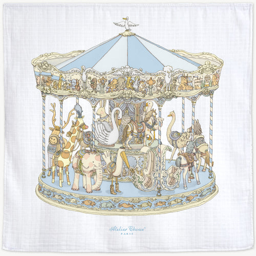 Atelier Choux Muslin Carousel Blue (Limited Edition) 100x100cm