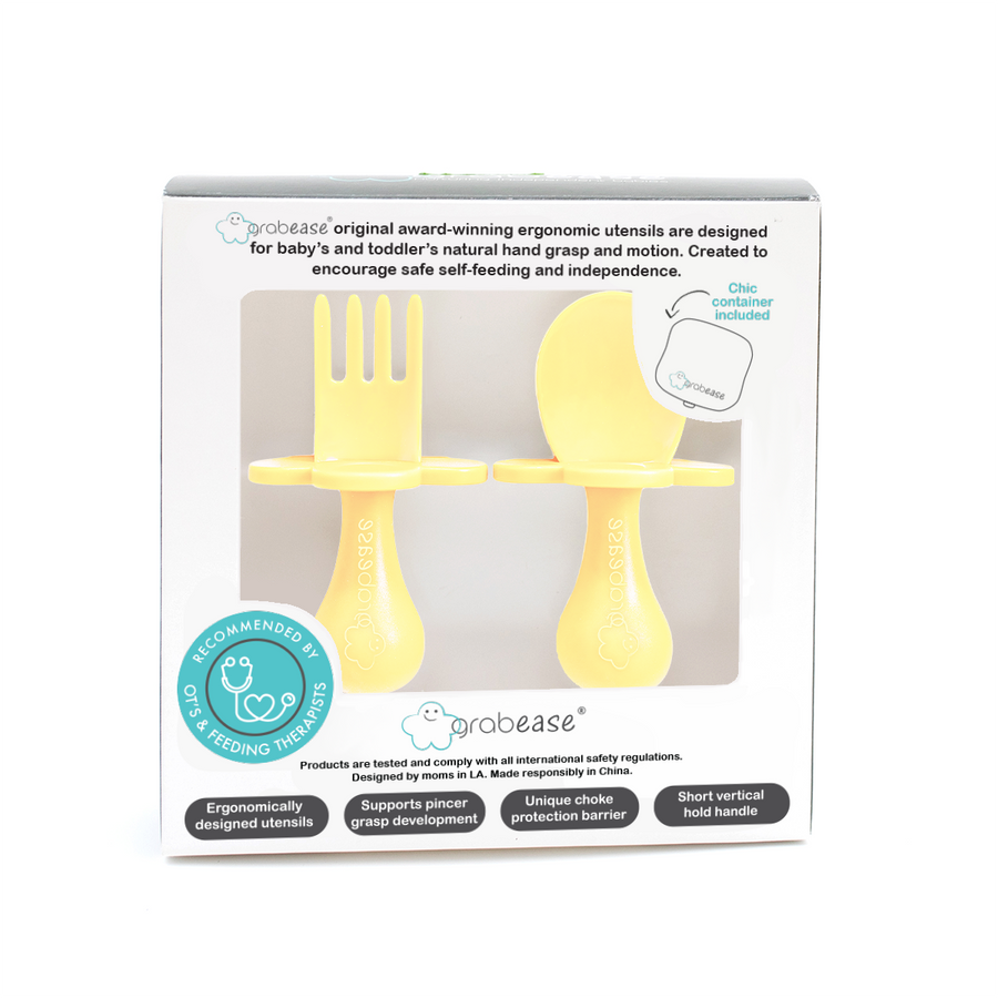 Grabease Fork and Spoon Set Light Yellow