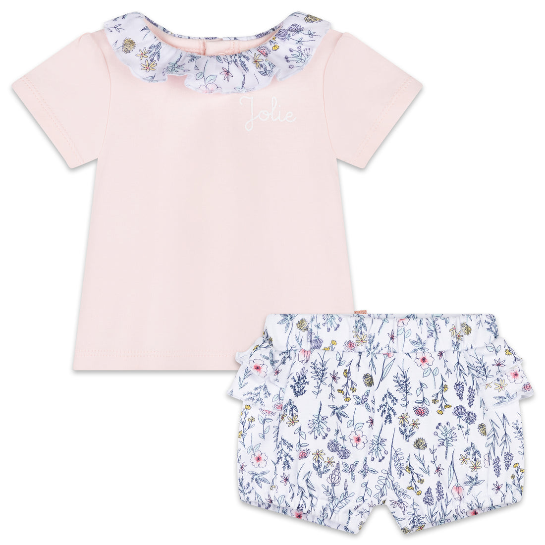 Carrément Beau T Shirt + Shorts Summer Newborn Pink White