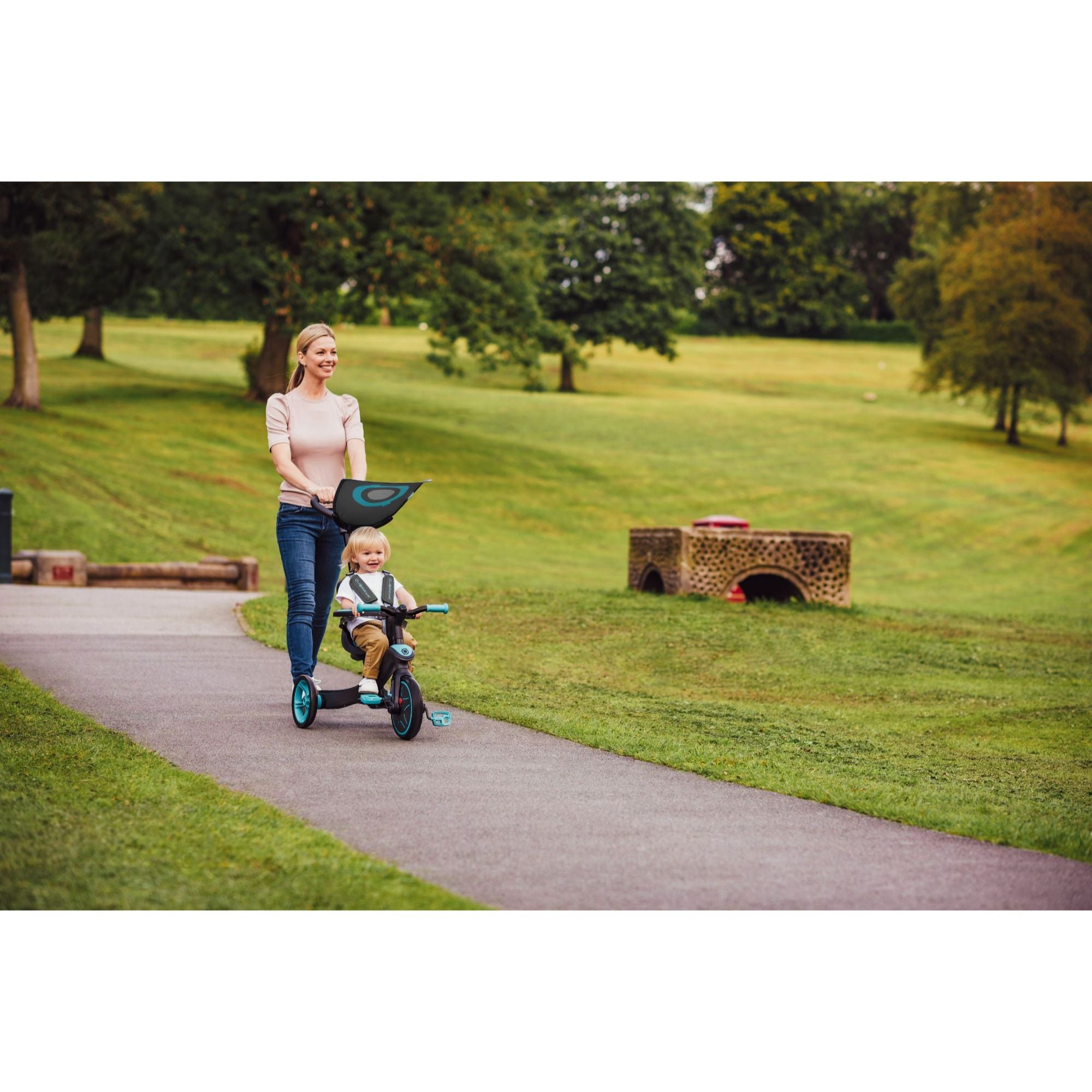 Globber Explorer Trike 4 In 1 - Teal (With Headrest) (10m - 5y)