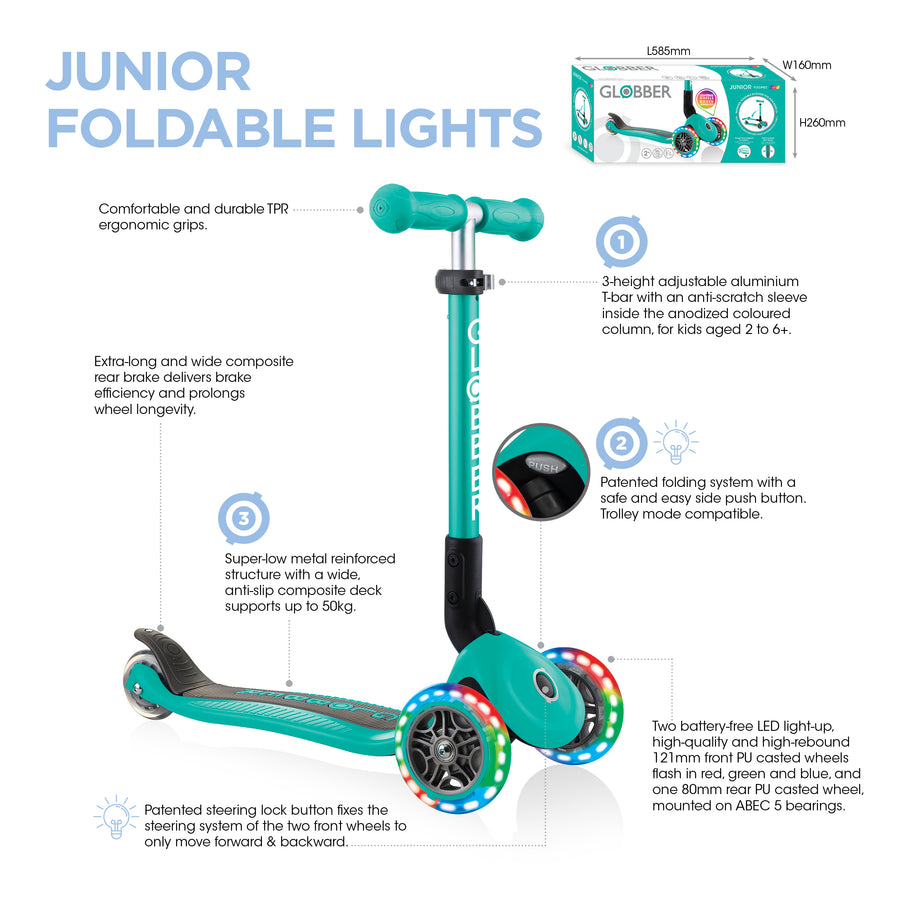 Globber Junior Foldable Lights - Navy Blue (2y - 6y)