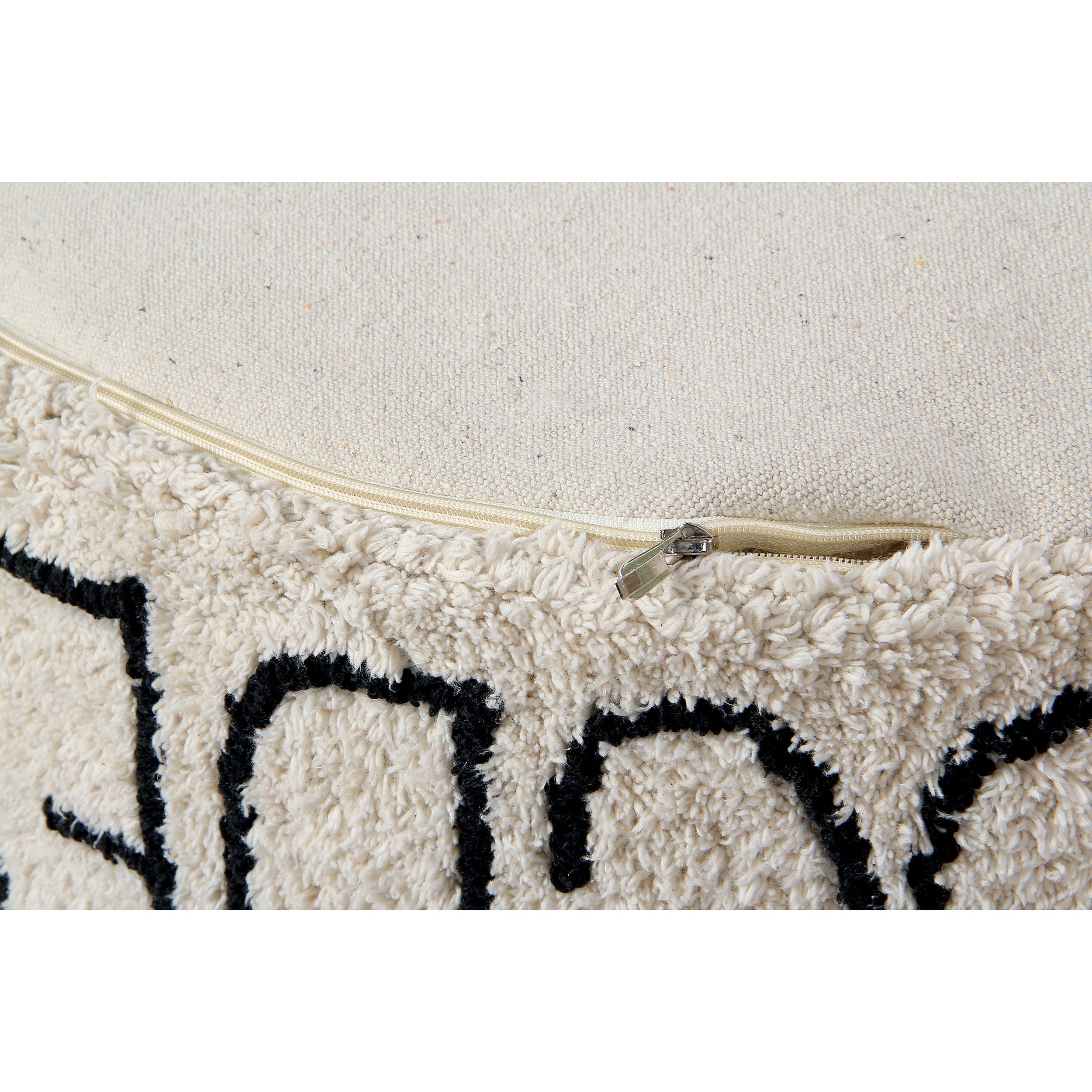 Lorena Canals ABC Natural Black Machine Washable Pouffe