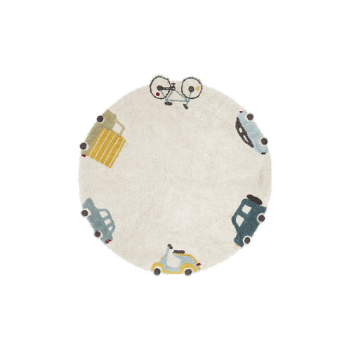 Lorena Canals Eco City Wheels Machine Washable Cotton Rug - 140x140cm (Pre-Order; Est. Delivery in 4-8 Weeks)