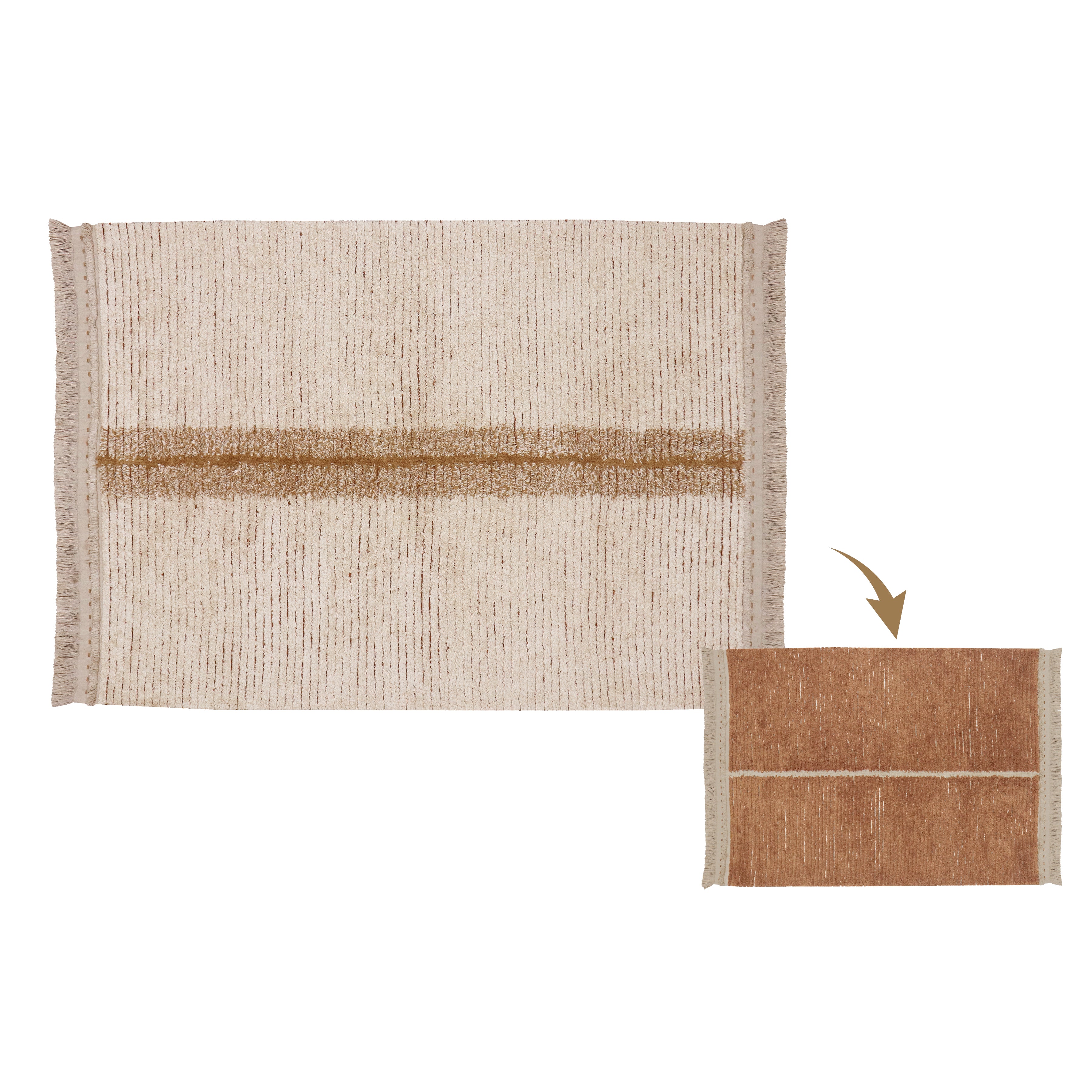 Lorena Canals Reversible Duetto Toffee Machine Washable Cotton Rug (Pre-Order; Est. Delivery in 4-8 Weeks)