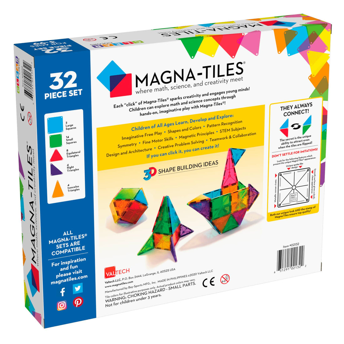 MAGNA-TILES Classic 透光彩色 32塊套裝