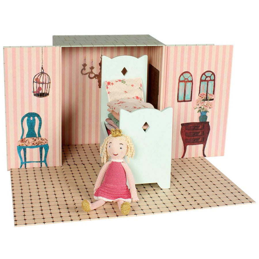 Maileg Princess and The Pea Playset in a Mint Castle Giftbox