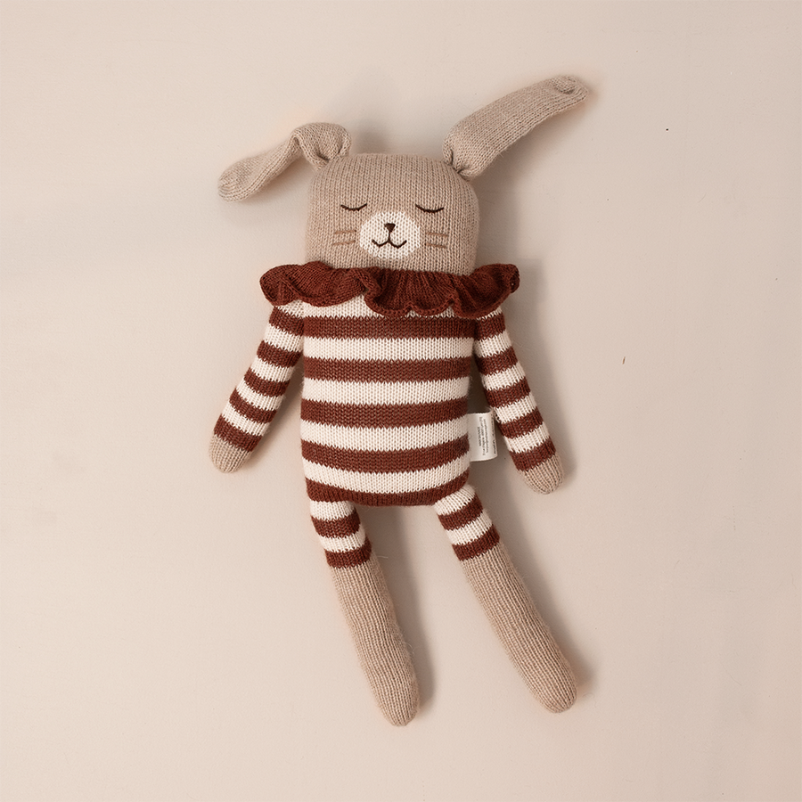 Main Sauvage Knit Toy - Big Bunny - Sienna Striped Romper