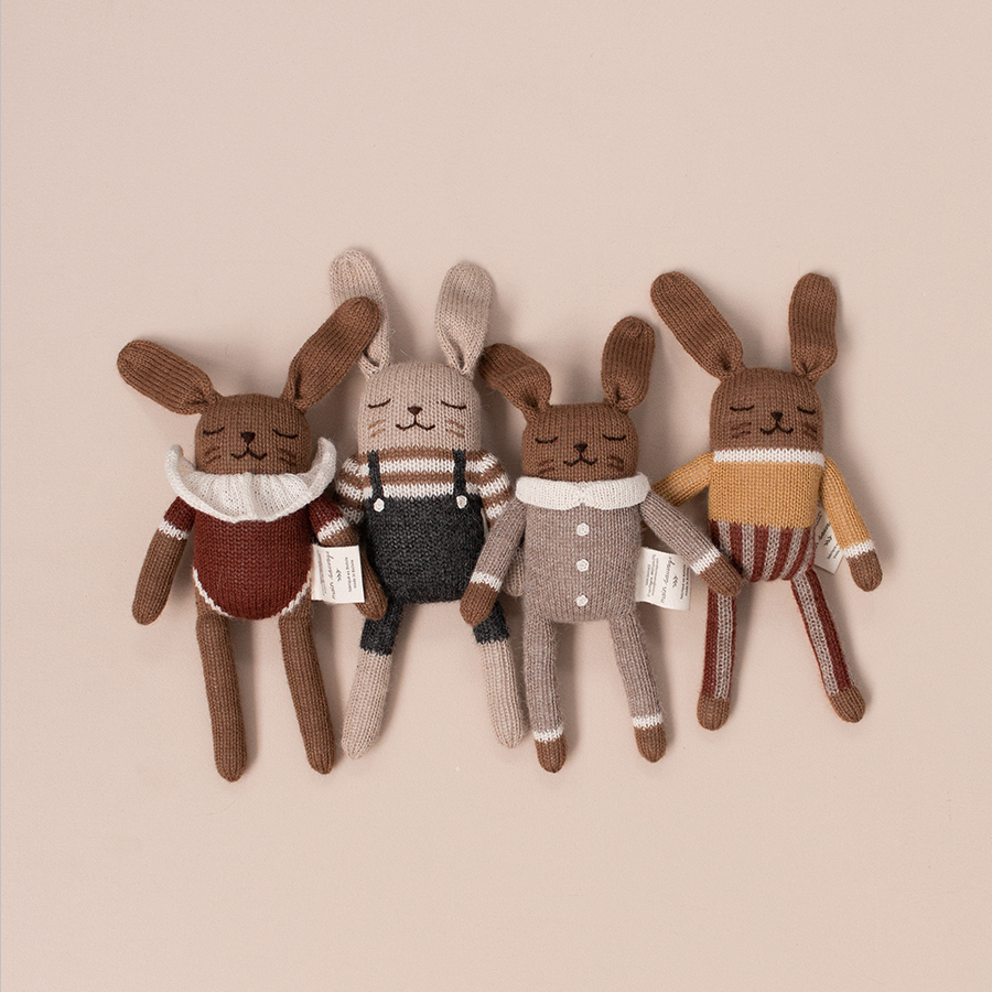 Main Sauvage Knit Toy - Bunny - Black Overalls