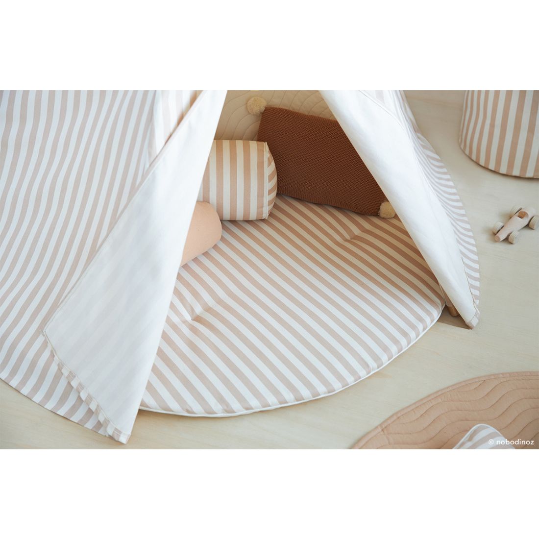 nobodinoz Arizona Tipi Taupe Stripes/Natural