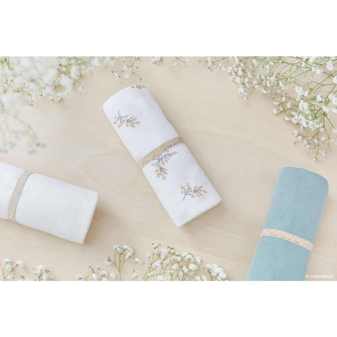 nobodinoz Baby Love Swaddle Flore