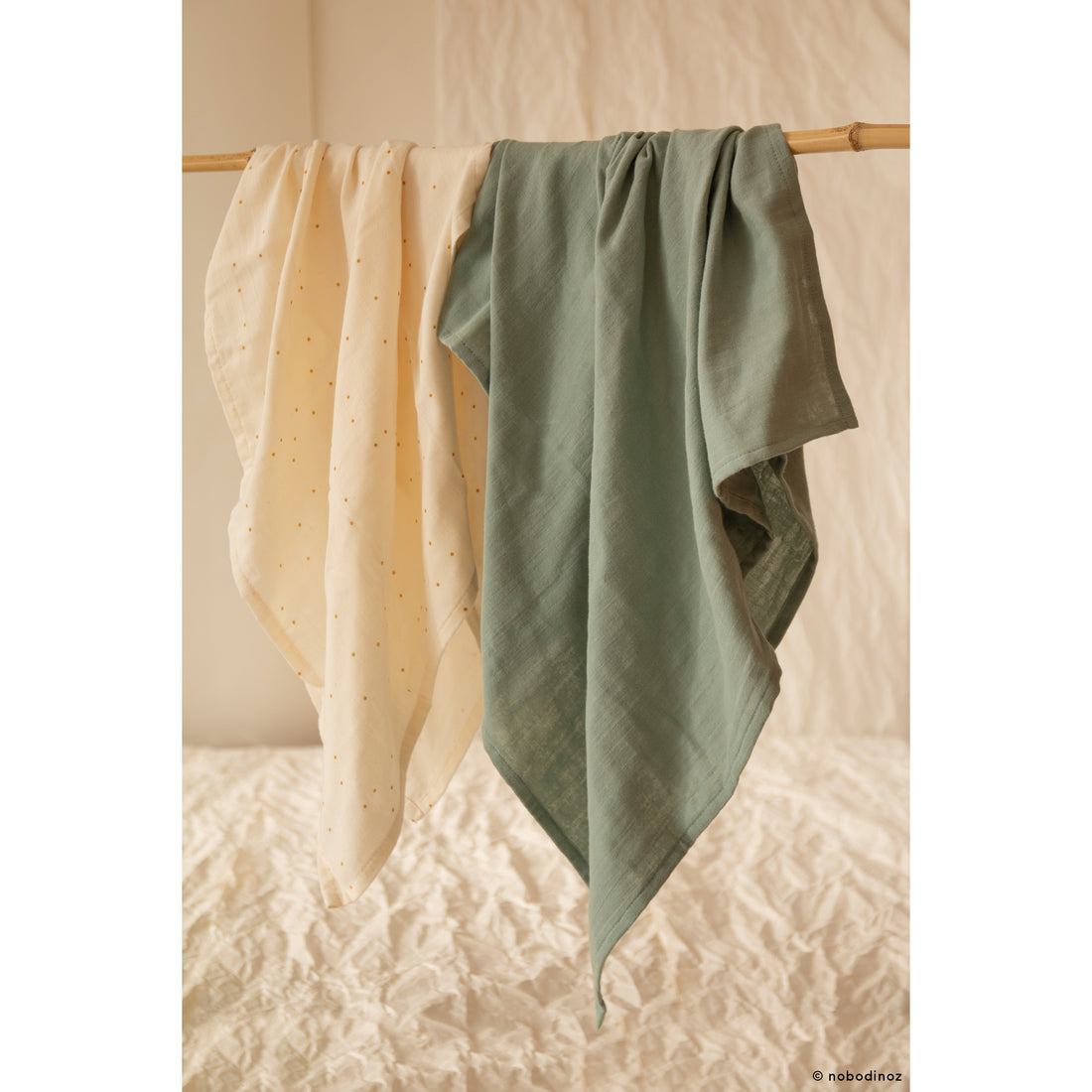 nobodinoz Box 3U Baby Love Swaddles Pack Eden Green