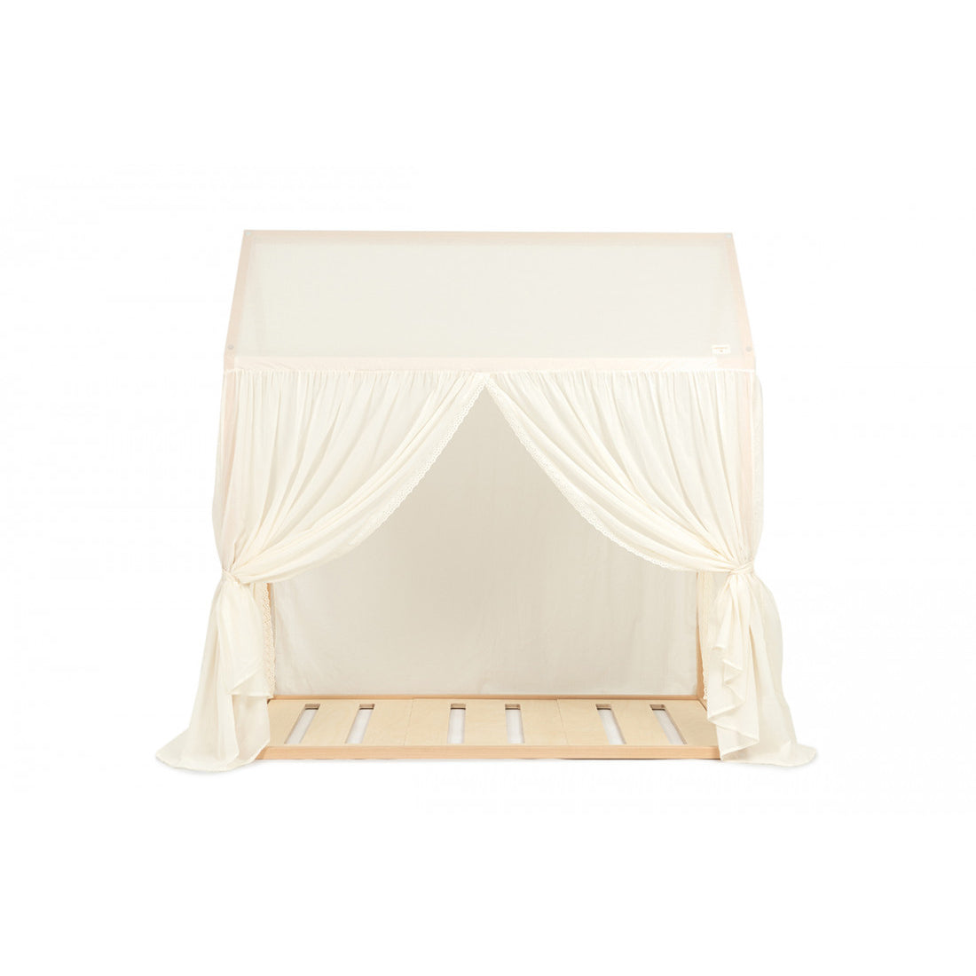 nobodinoz Vera Junior Bed Home - Eyelet Lace Cover Natural with Structure Box (NOBO-4920287)