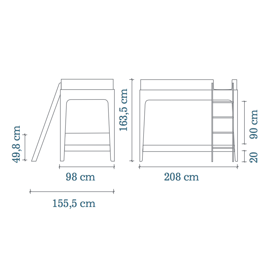 Oeuf Perch Twin Loft Bed Walnut