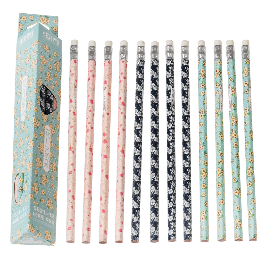 rex-pack-of-12-triangular-pencils-in-yellow-flower-01