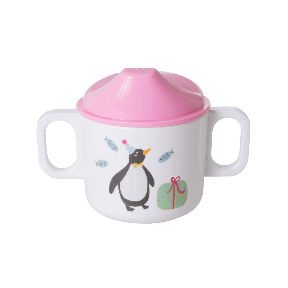 rice-dk-melamine-2-handle-baby-cup-with-party-animal-print-pink-rice-babcu-2hbiai-01