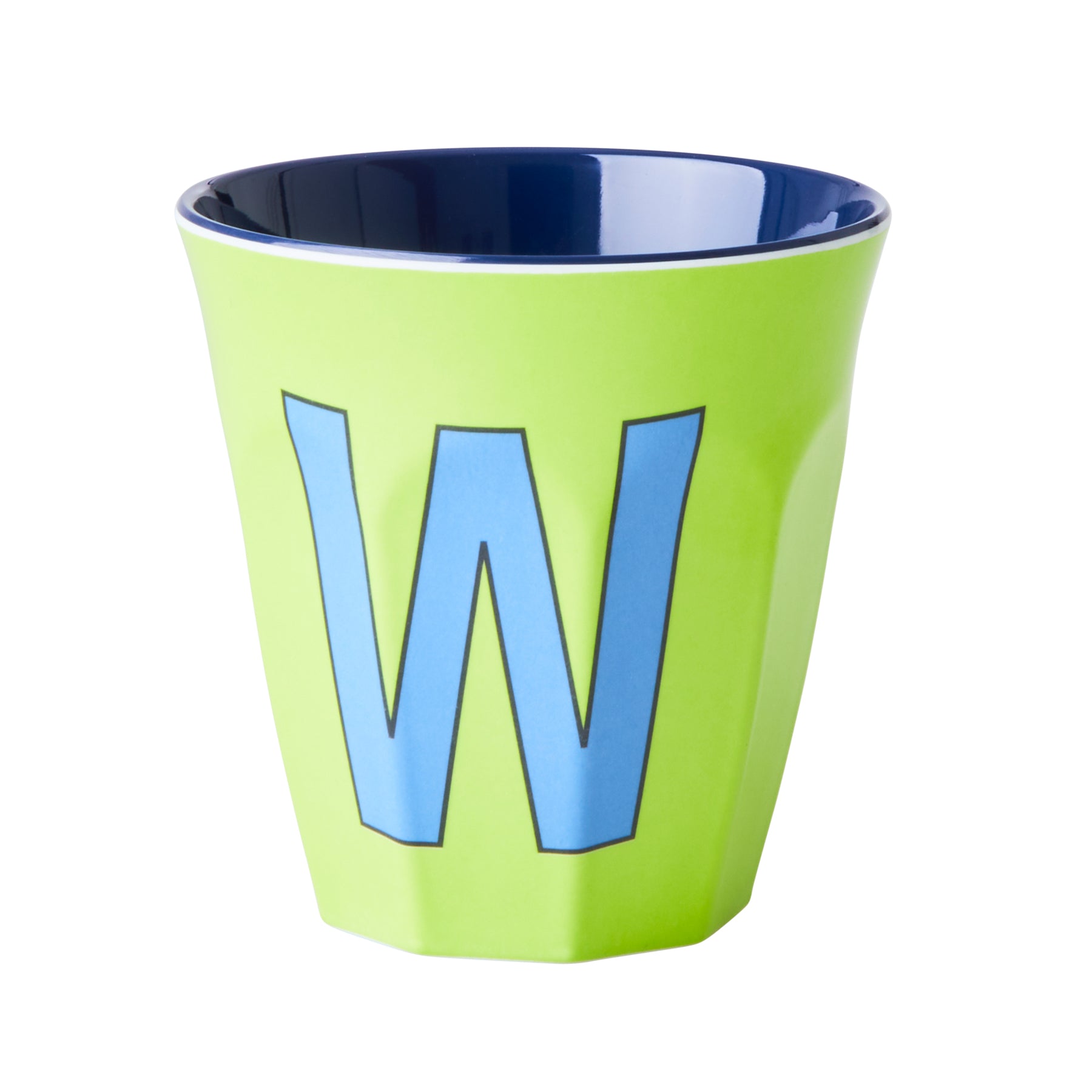 rice-dk-melamine-cup-with-the-letter-w-lime-green-two-tone-medium-rice-melcu-alpwb2-