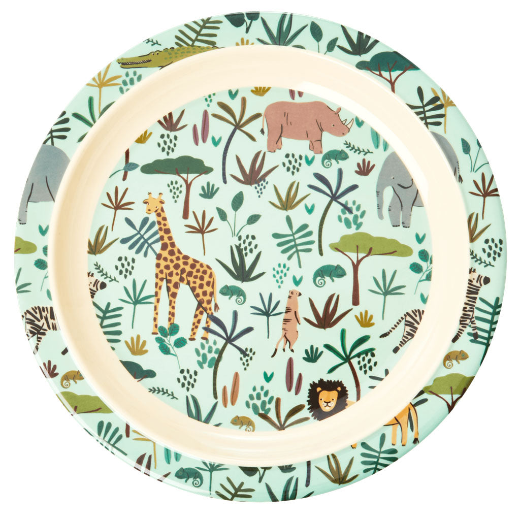 rice-dk-melamine-kids-lunch-plate-in-green-with-all-over-jungle-animals-print-rice-kilpl-alg-01