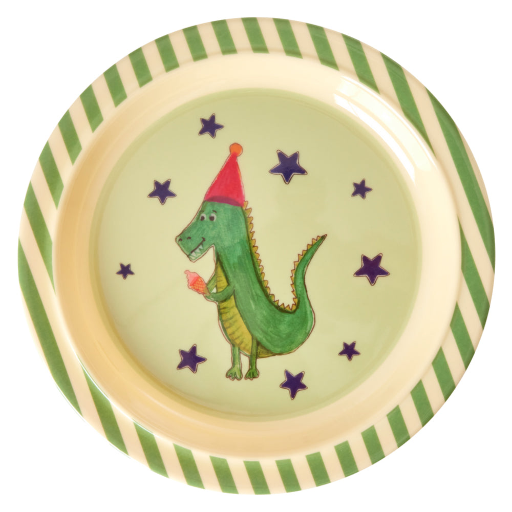 rice-dk-melamine-kids-lunch-plate-with-animal-print-green-rice-kilpl-croco-