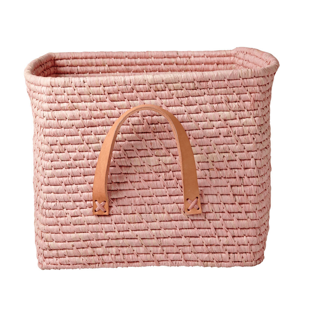 rice-dk-raffia-square-basket-with-leather-handles-soft-pink-rice-bsrat-30si-01