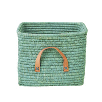rice-dk-small-square-basket-raffia-mint-rice-bsrat-30mi-