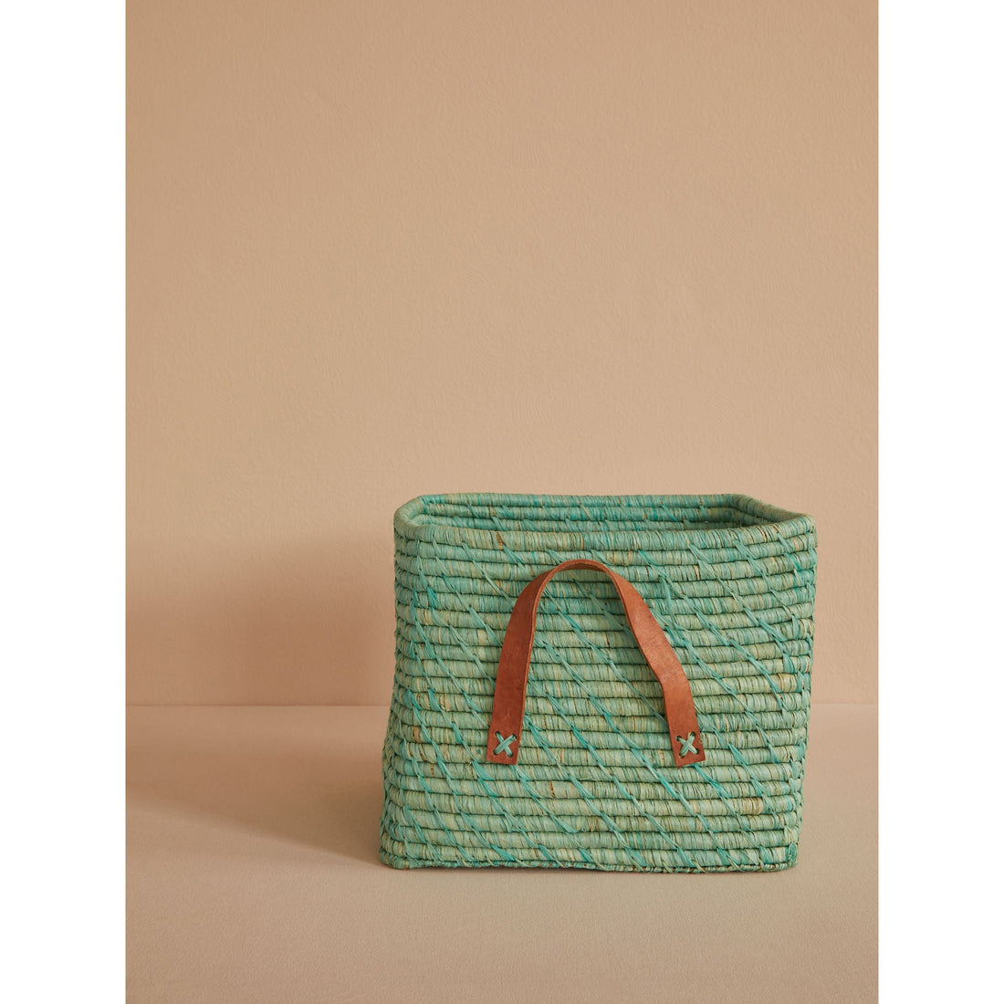 rice-dk-small-square-basket-raffia-mint-rice-bsrat-30mi-