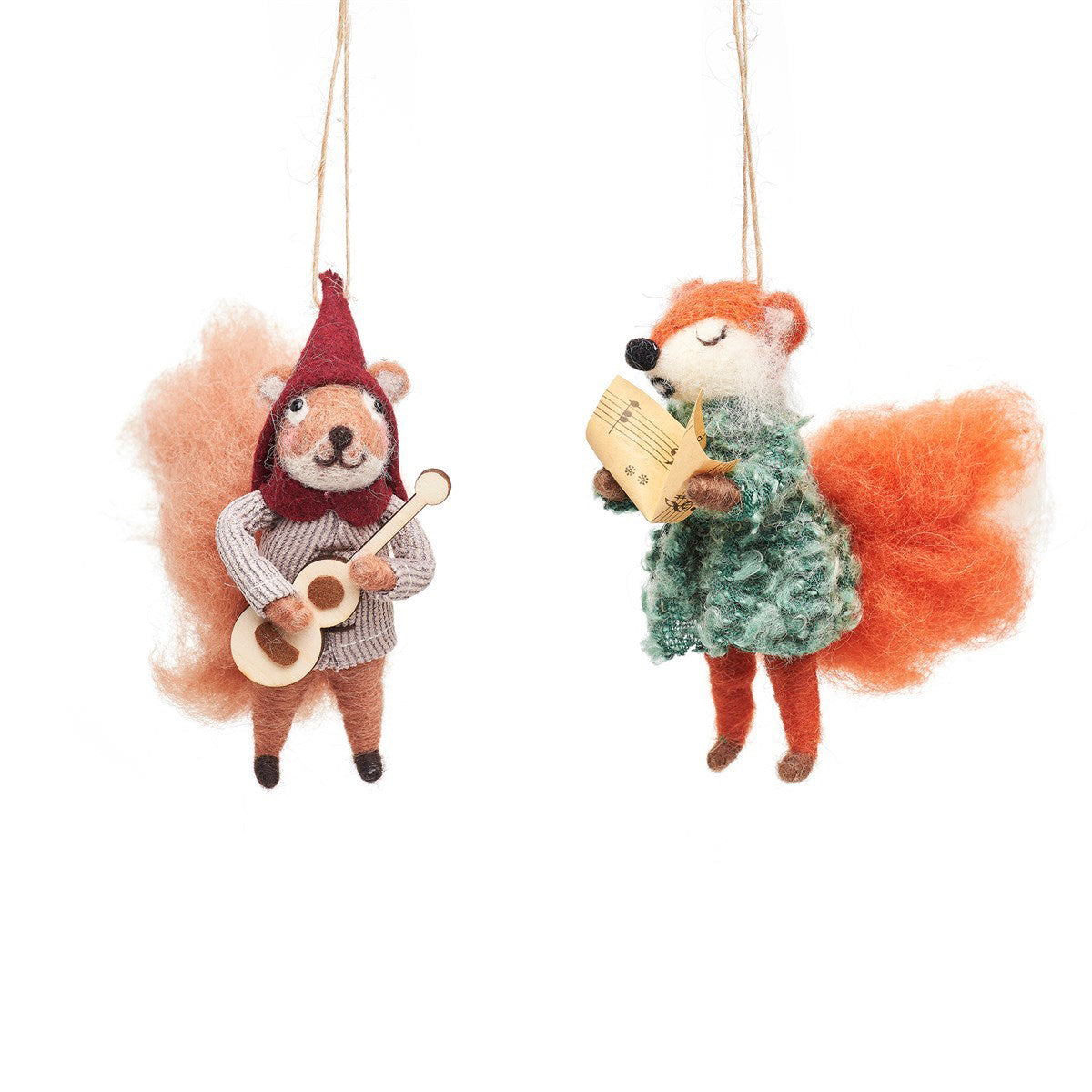 rjb-stone-carolling-fox-&-squirrel-felt-decorations-assorted-rjbs-feltxm055-