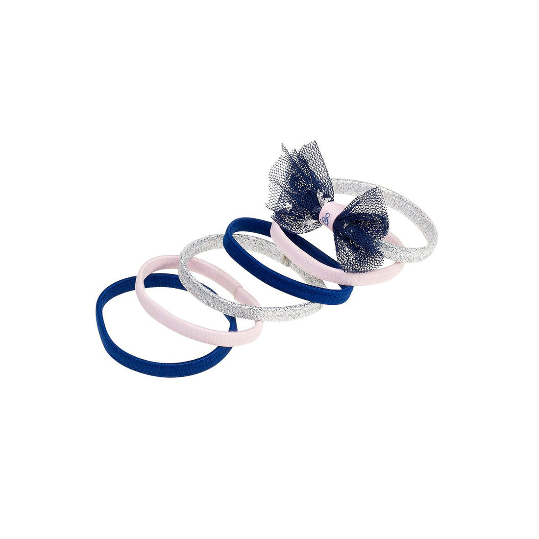 souza-pack-of-6-hair-elastic-lana-with-bow-silver-pink-navy-