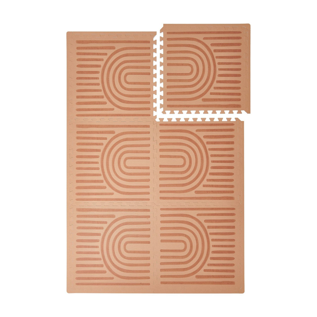 Toddlekind Prettier Puzzle Playmat Linear Camel 120x180cm - 6 Tiles & 12 Edging Borders