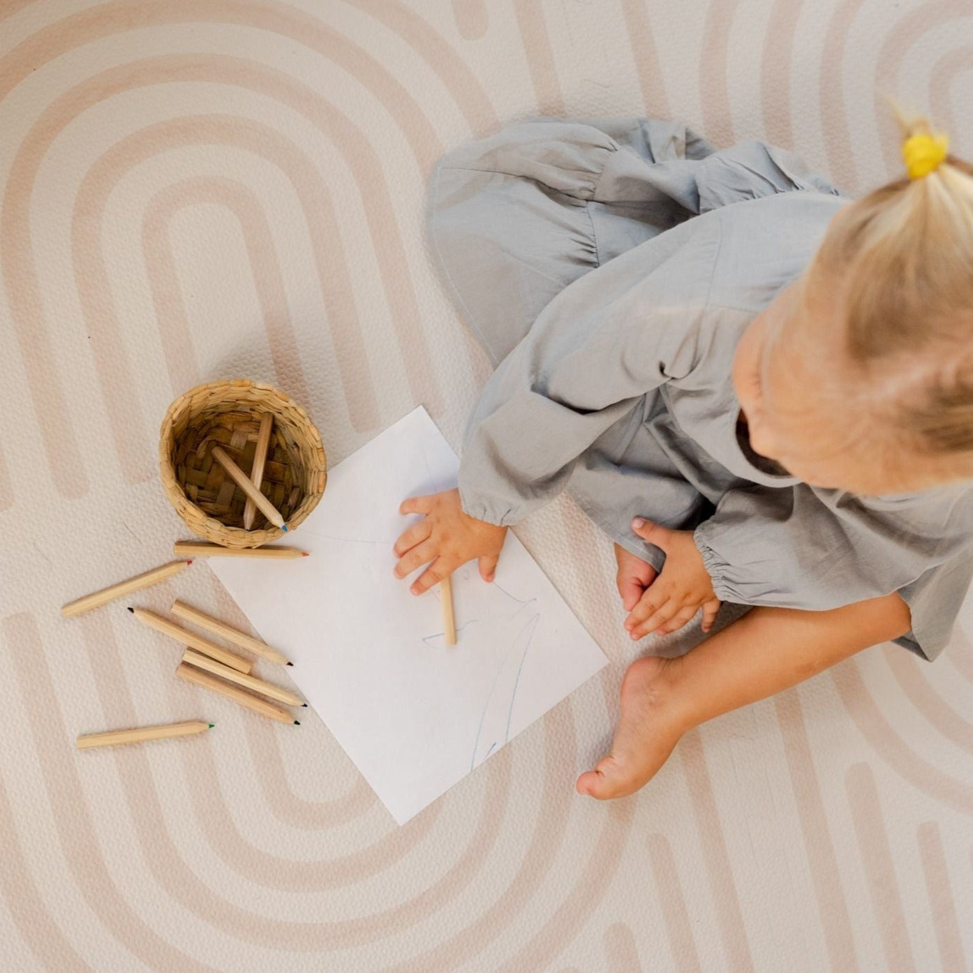 Toddlekind Prettier Puzzle Playmat Linear Linen 120x180cm - 6 Tiles & 12 Edging Borders (Dispatched in Late-Aug 2025)