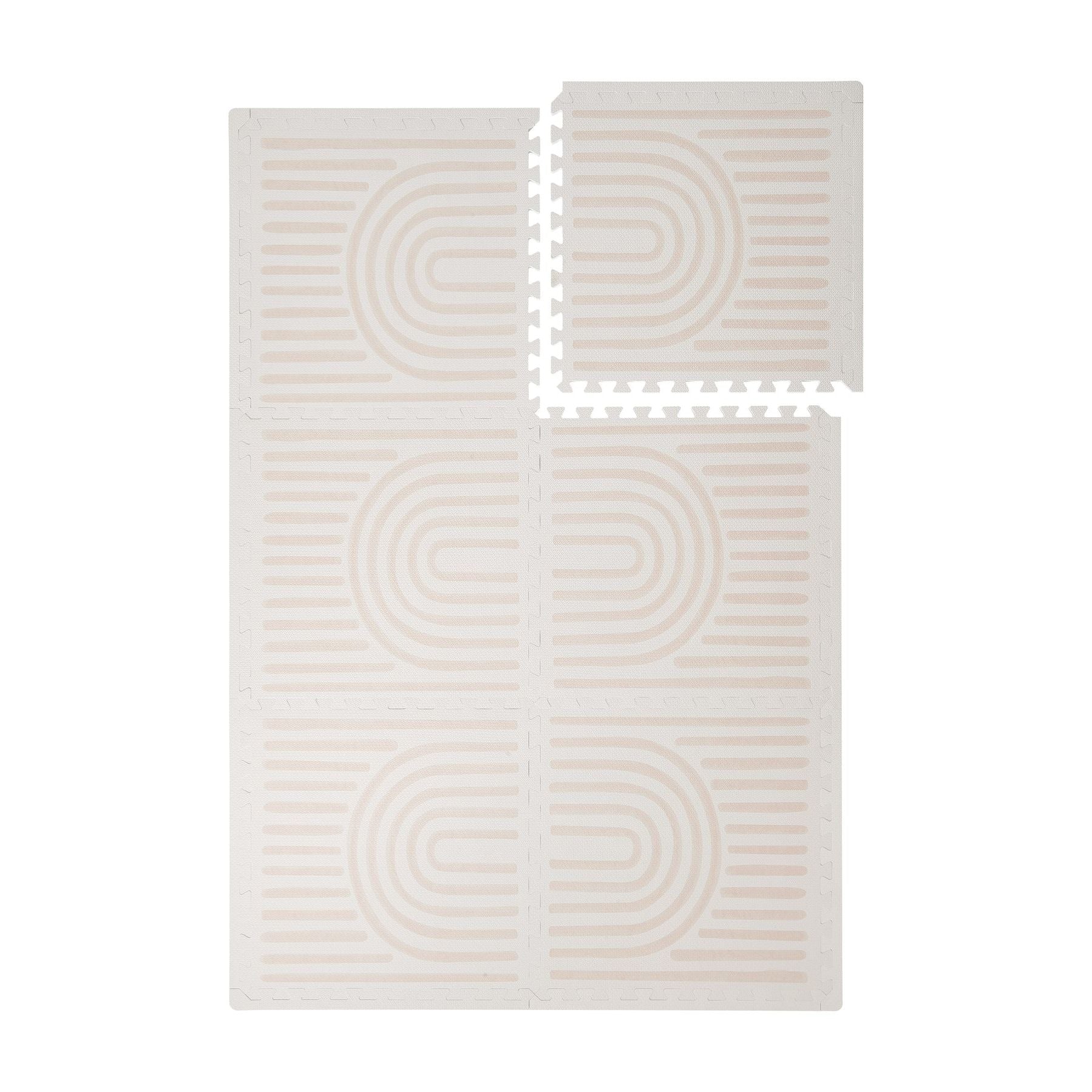 Toddlekind Prettier Puzzle Playmat Linear Linen 120x180cm - 6 Tiles & 12 Edging Borders (Dispatched in Late-Aug 2025)
