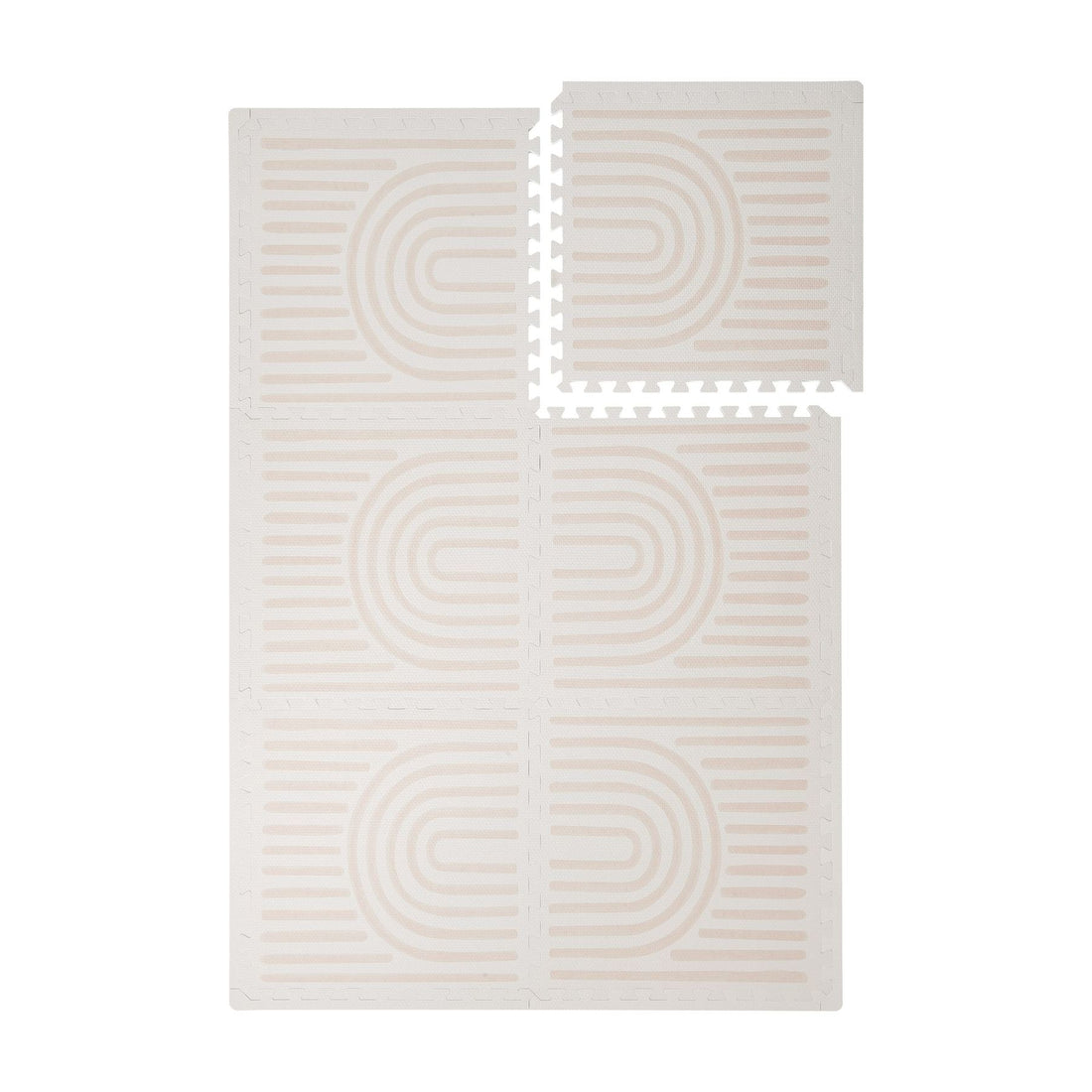 Toddlekind Prettier Puzzle Playmat Linear Linen 120x180cm - 6 Tiles & 12 Edging Borders